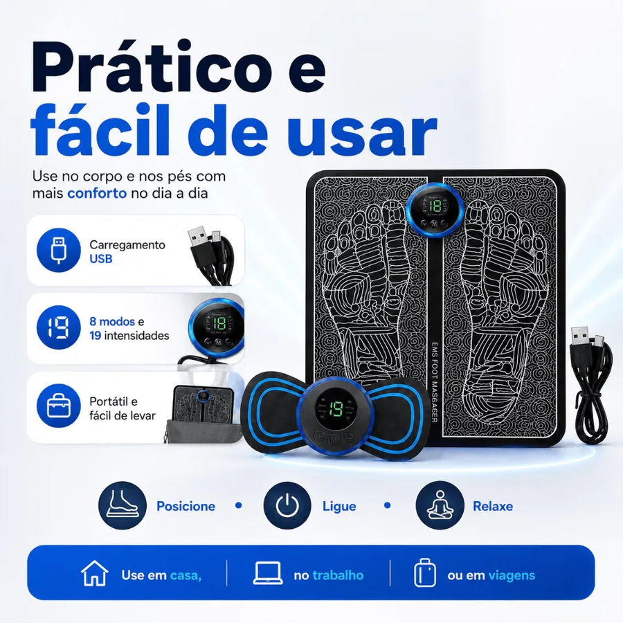 Prático e fácil de usar em casa, no trabalho ou em viagens